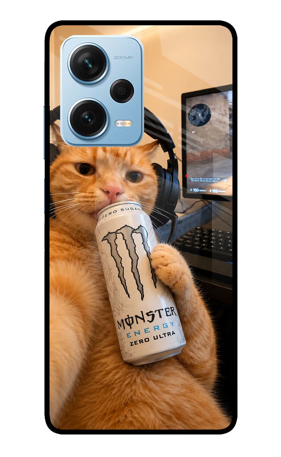 Gamer Cat Energy Redmi Note 12 Pro+ 5G Glass Case