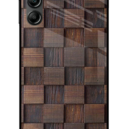 Wooden Cube Design Samsung A14 5G Glass Case Back Cover by Casekaro