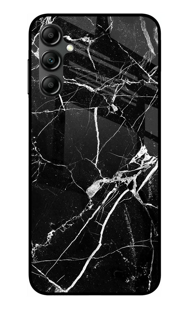 Black Marble Pattern Samsung A14 5G Glass Case