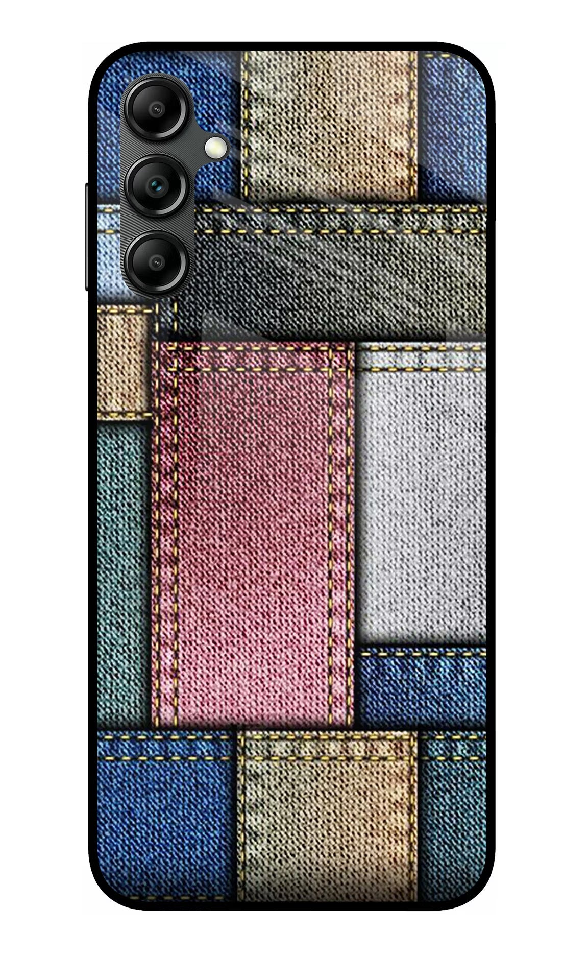 Multicolor Jeans Samsung A14 5G Glass Case Back Cover by Casekaro
