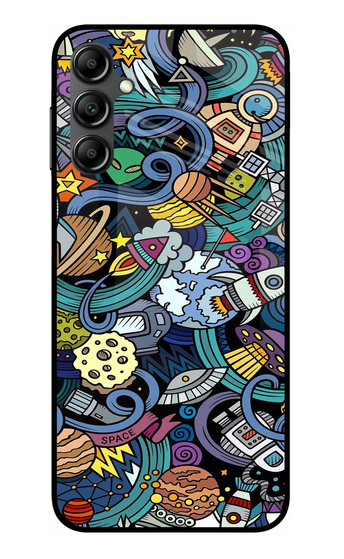 Space Abstract Samsung A14 5G Glass Case Back Cover by Casekaro