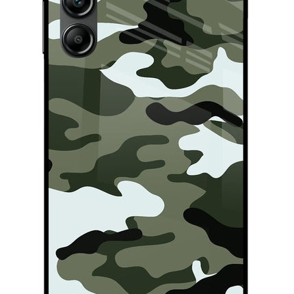 Camouflage Samsung A14 5G Glass Case Back Cover by Casekaro