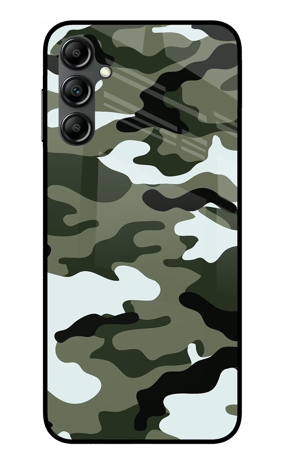Camouflage Samsung A14 5G Glass Case Back Cover by Casekaro