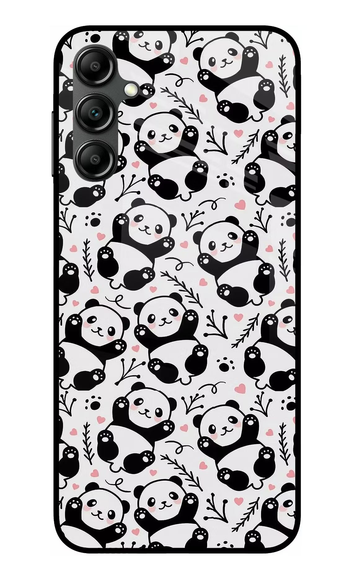 Cute Panda Samsung A14 5G Glass Case Back Cover by Casekaro