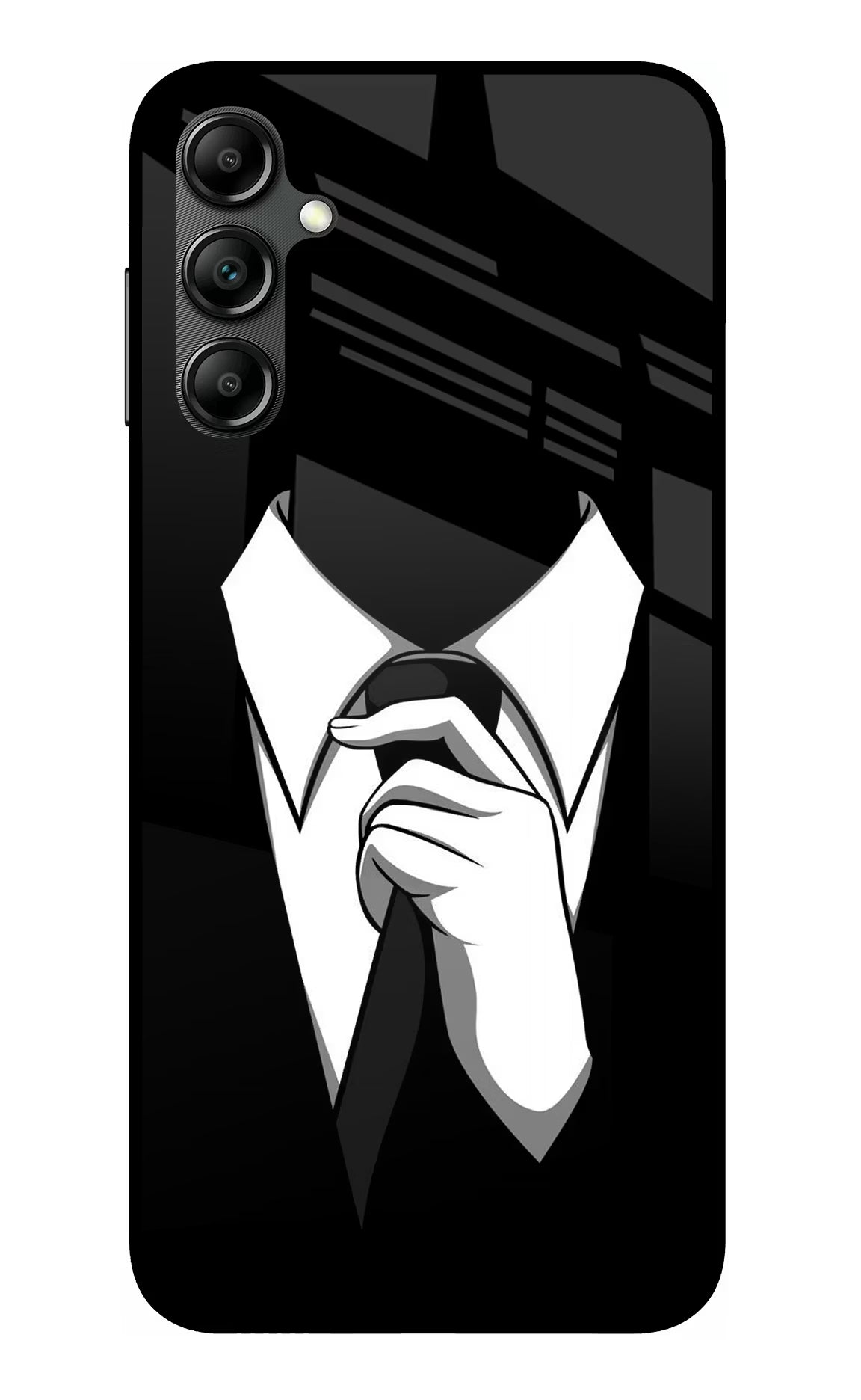 Black Tie Samsung A14 5G Glass Case Back Cover by Casekaro