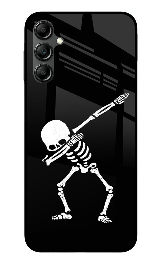 Dabbing Skeleton Art Samsung A14 5G Glass Case
