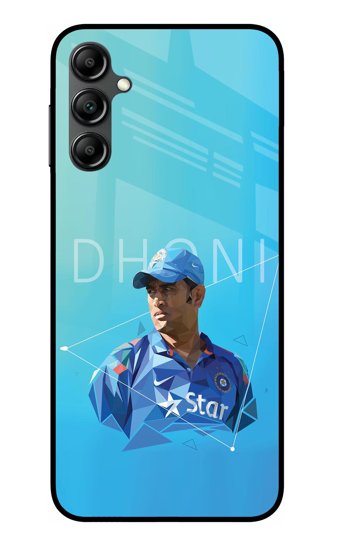 Dhoni Artwork Samsung A14 5G Glass Case Back Cover by Casekaro