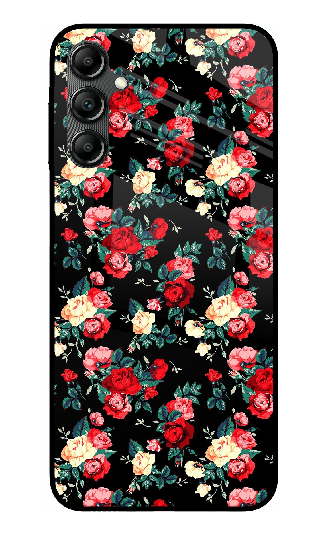 Rose Pattern Samsung A14 5G Glass Case