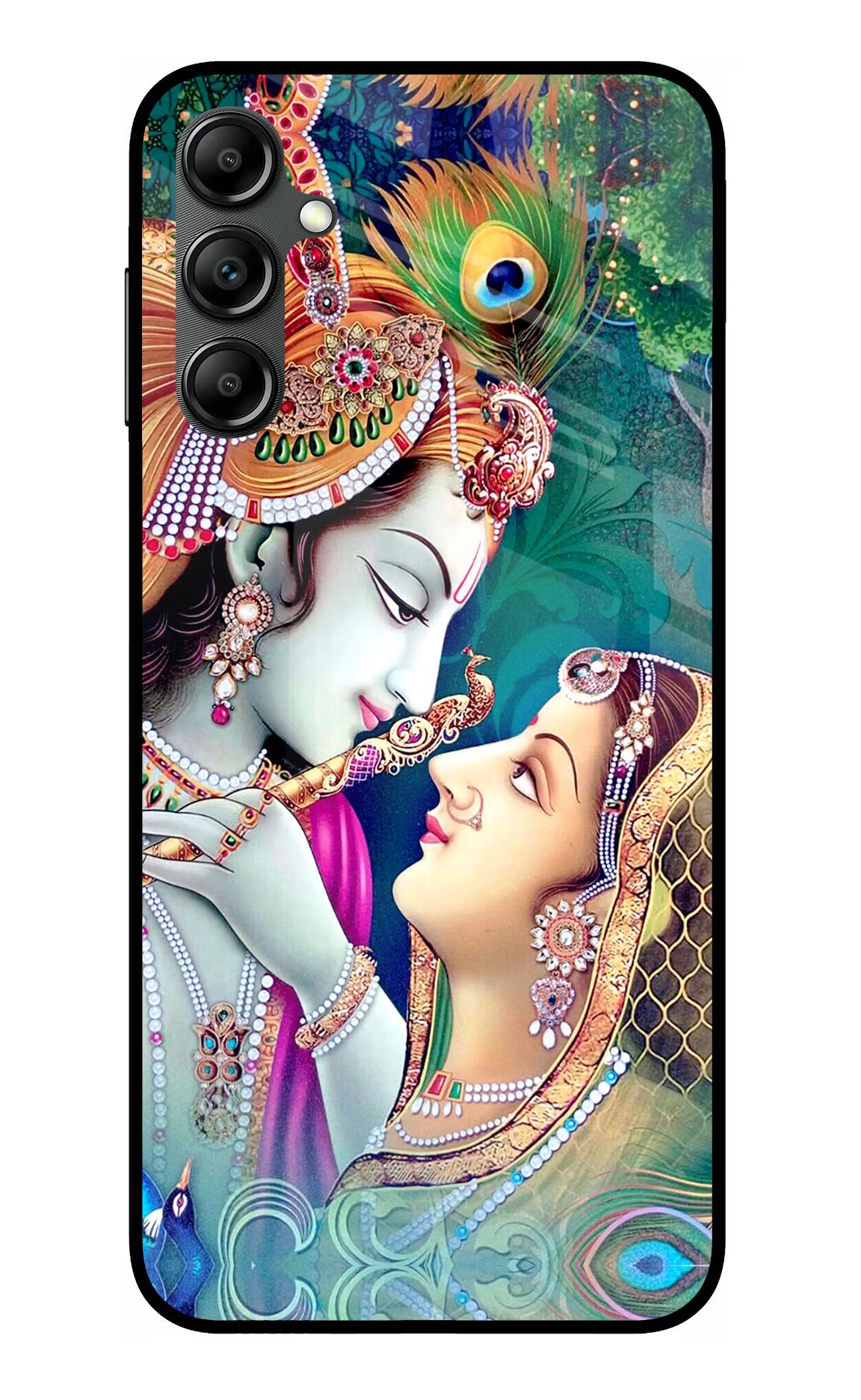 Lord Radha Krishna Samsung A14 5G Glass Case Back Cover by Casekaro