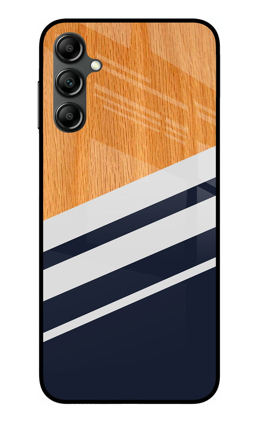 Blue and white wooden Samsung A14 5G Glass Case
