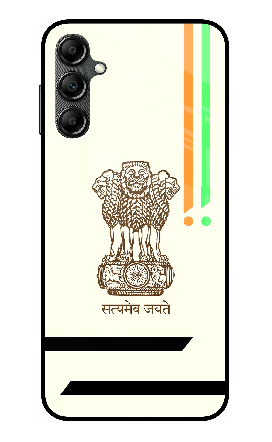 Satyamev Jayate Brown Logo Samsung A14 5G Glass Case Back Cover by Casekaro