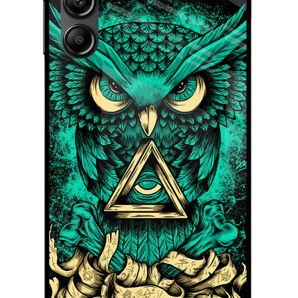 Green Owl Samsung A14 5G Glass Case Back Cover by Casekaro