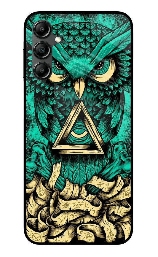 Green Owl Samsung A14 5G Glass Case