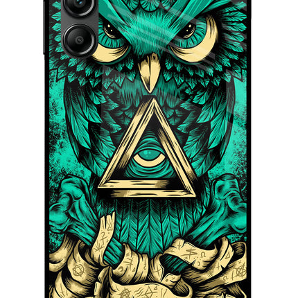 Green Owl Samsung A14 5G Glass Case