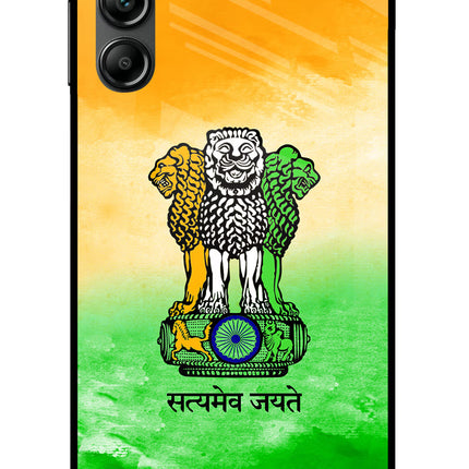Satyamev Jayate Flag Samsung A14 5G Glass Case Back Cover by Casekaro