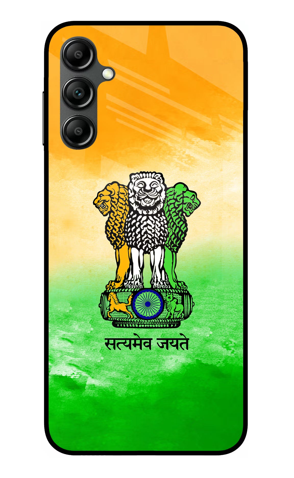 Satyamev Jayate Flag Samsung A14 5G Glass Case Back Cover by Casekaro