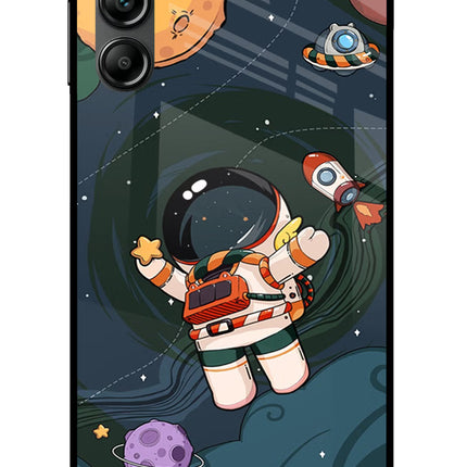 Cartoon Astronaut Samsung A14 5G Glass Case Back Cover by Casekaro