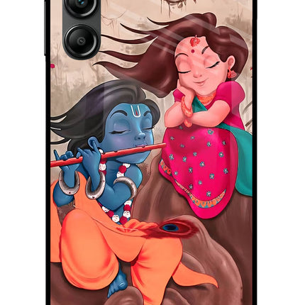 Radhe Krishna Samsung A14 5G Glass Case Back Cover by Casekaro