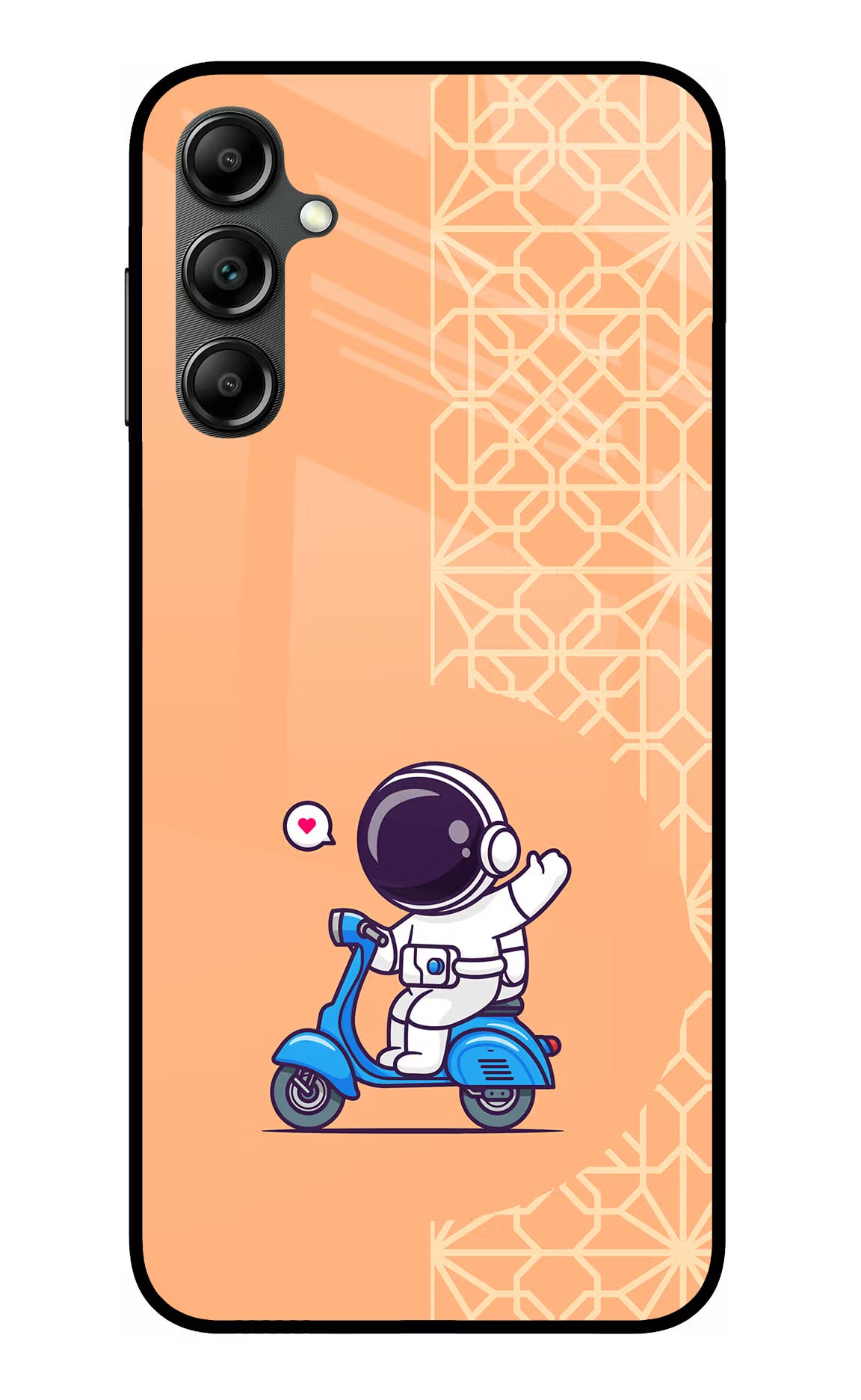 Cute Astronaut Riding Samsung A14 5G Glass Case Back Cover by Casekaro