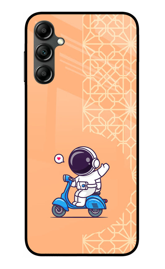 Cute Astronaut Riding Samsung A14 5G Glass Case