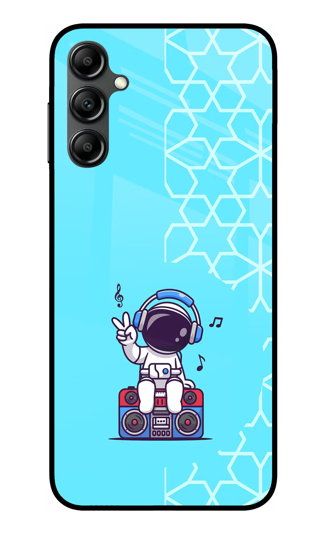 Cute Astronaut Chilling Samsung A14 5G Glass Case Back Cover by Casekaro