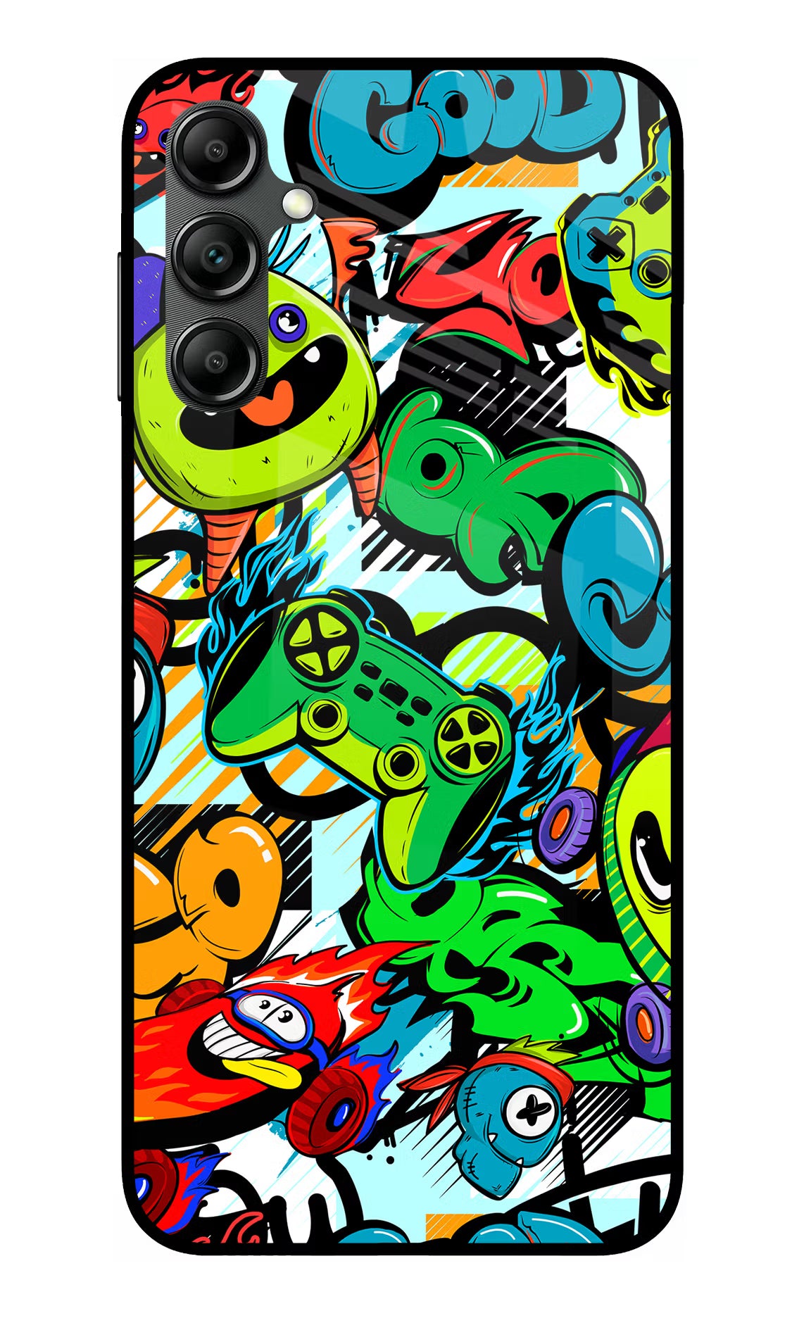 Game Doodle Samsung A14 5G Glass Case Back Cover by Casekaro
