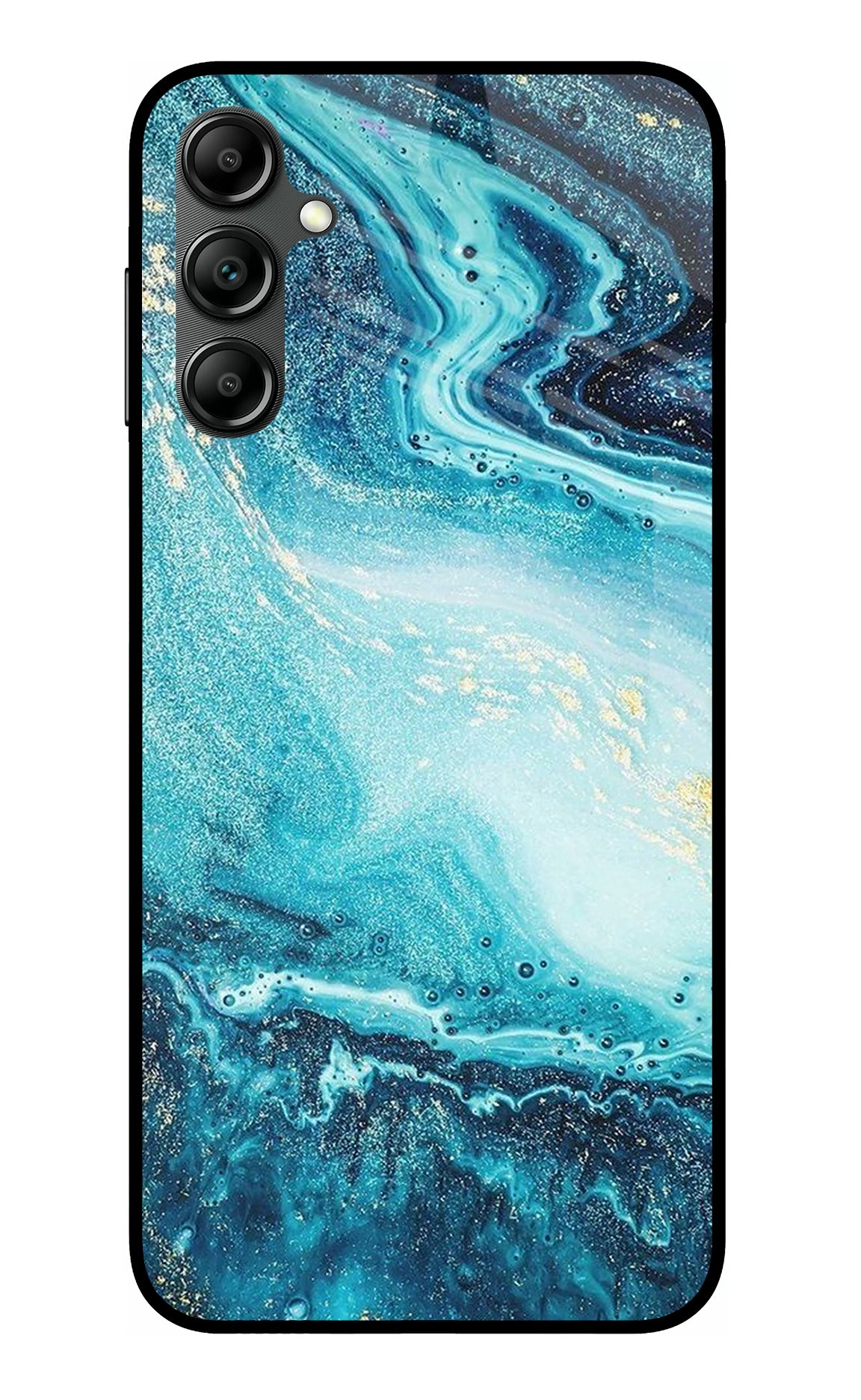 Blue Glitter Marble Samsung A14 5G Glass Case