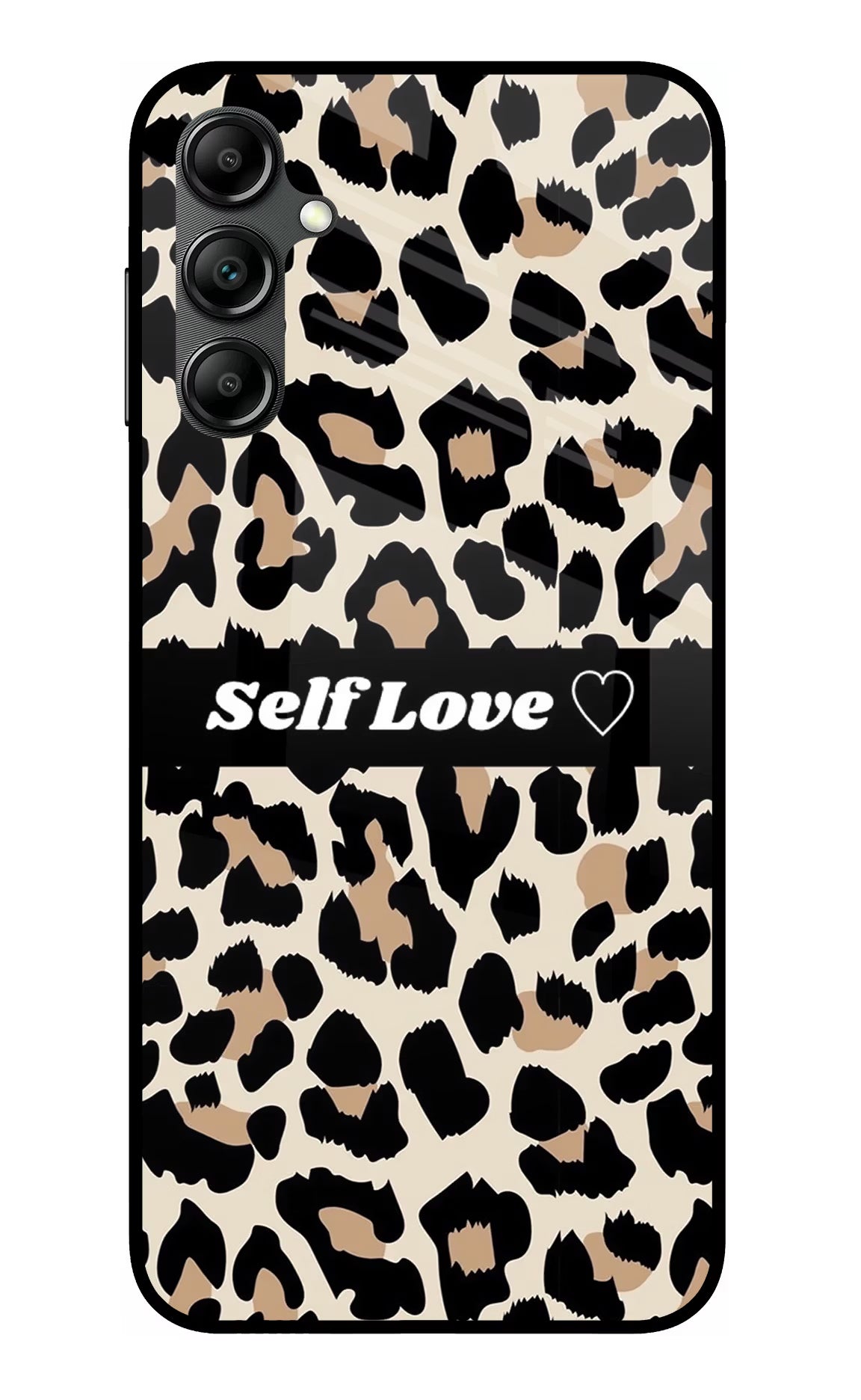 Leopard Print Self Love Samsung A14 5G Glass Case Back Cover by Casekaro