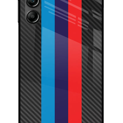 BMW Stripes Pattern Samsung A14 5G Glass Case Back Cover by Casekaro