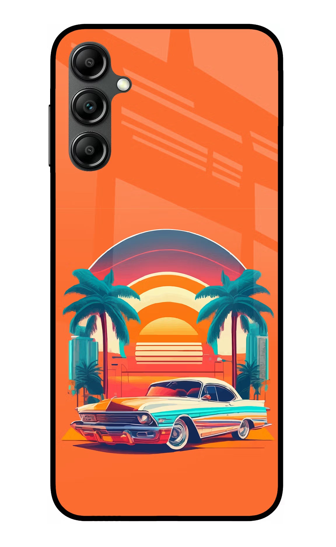 Palm Drive 80s Samsung A14 5G Glass Case Back Cover by Casekaro