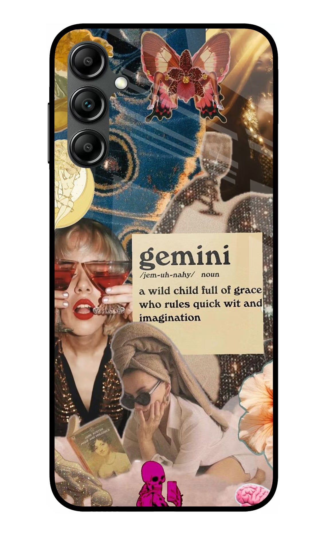Gemini Zodiac Samsung A14 5G Glass Case Back Cover by Casekaro