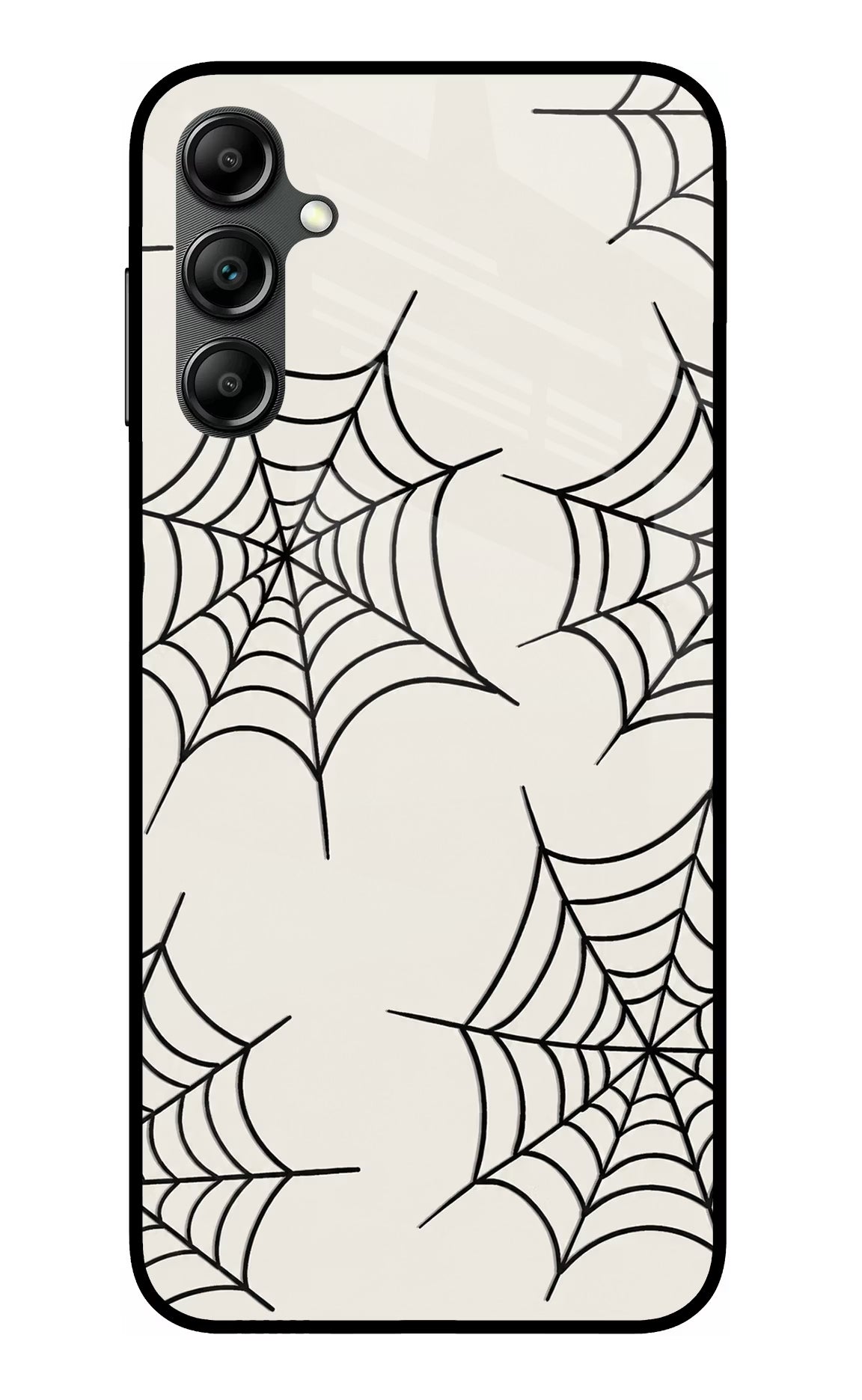 Spider Web Samsung A14 5G Glass Case Back Cover by Casekaro