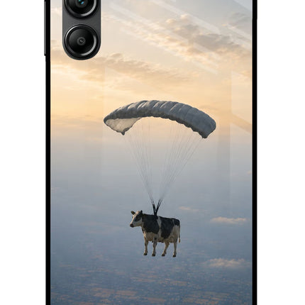 Skydiving Cow Samsung A14 5G Glass Case