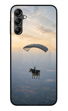 Skydiving Cow Samsung A14 5G Glass Case