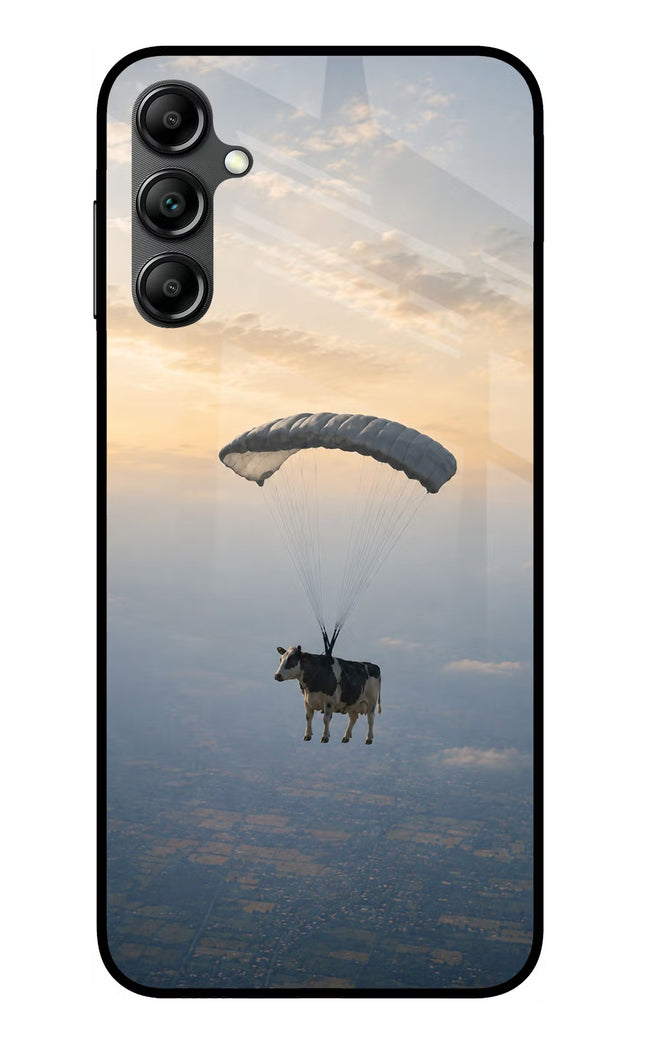 Skydiving Cow Samsung A14 5G Glass Case