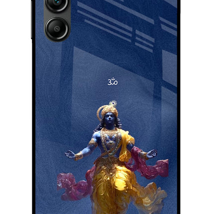 Cosmic Krishna Samsung A14 5G Glass Case Back Cover by Casekaro