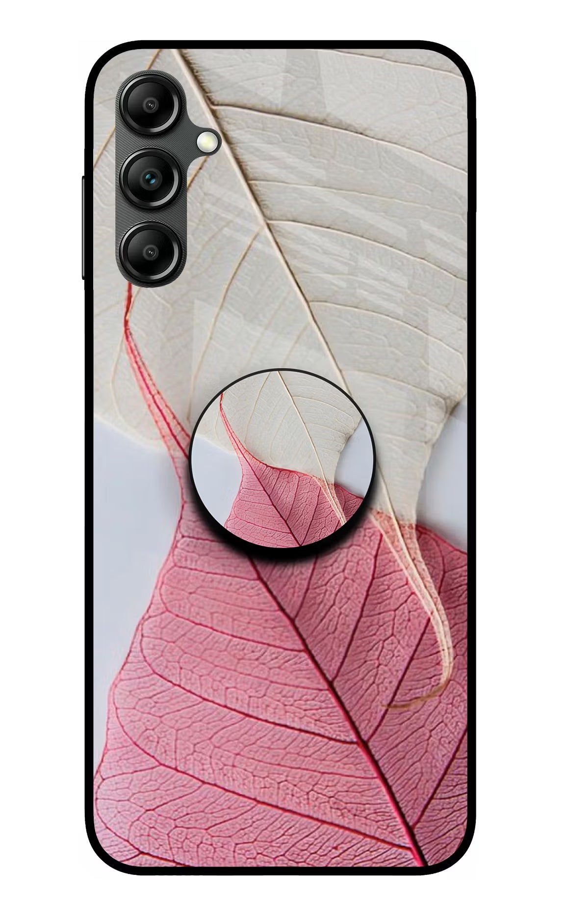 White Pink Leaf Samsung A14 5G Glass Case