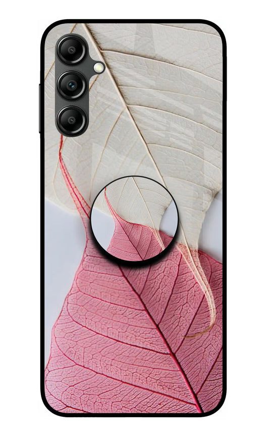 White Pink Leaf Samsung A14 5G Glass Case