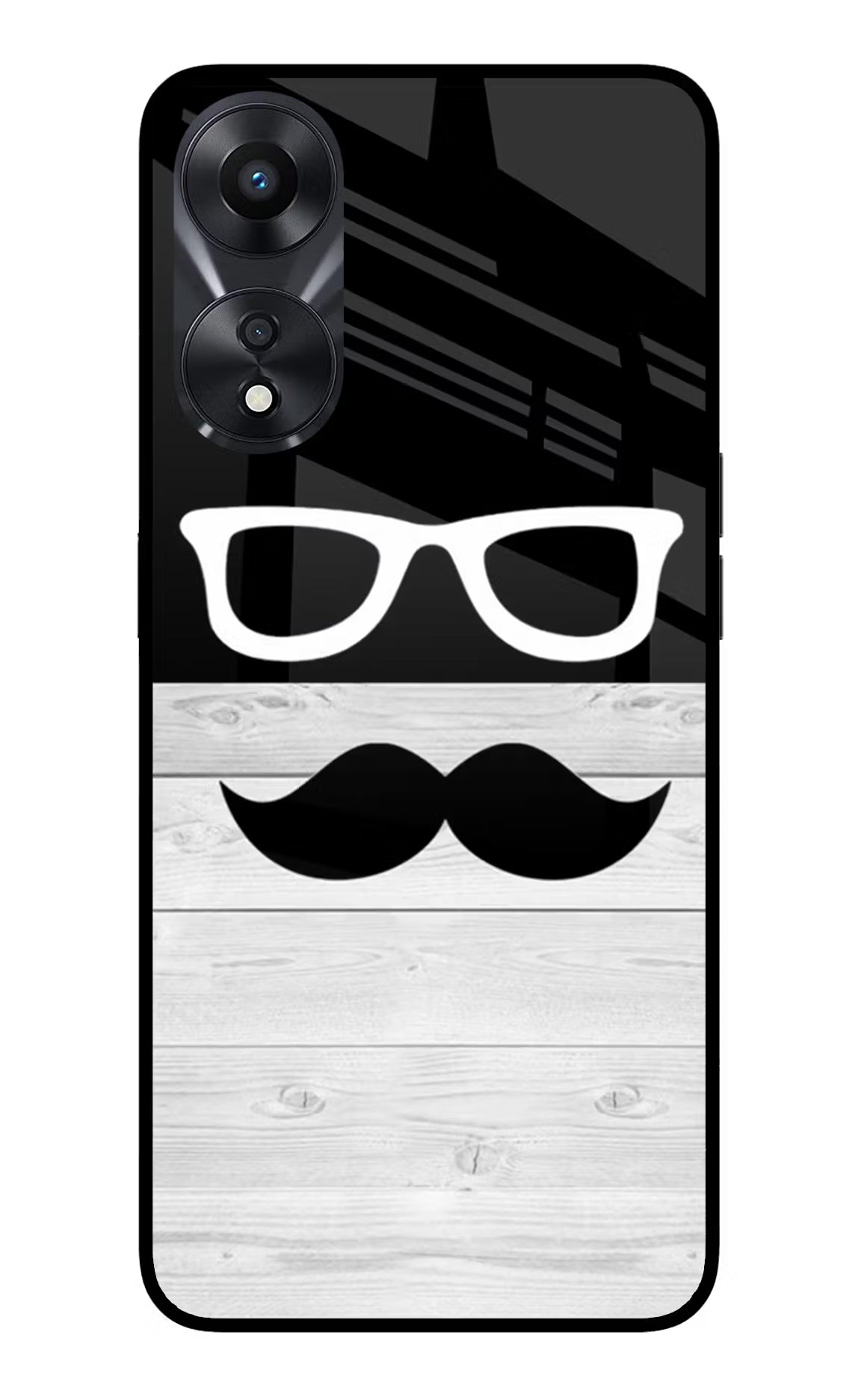 Mustache Oppo A78 5G Glass Case Back Cover by Casekaro