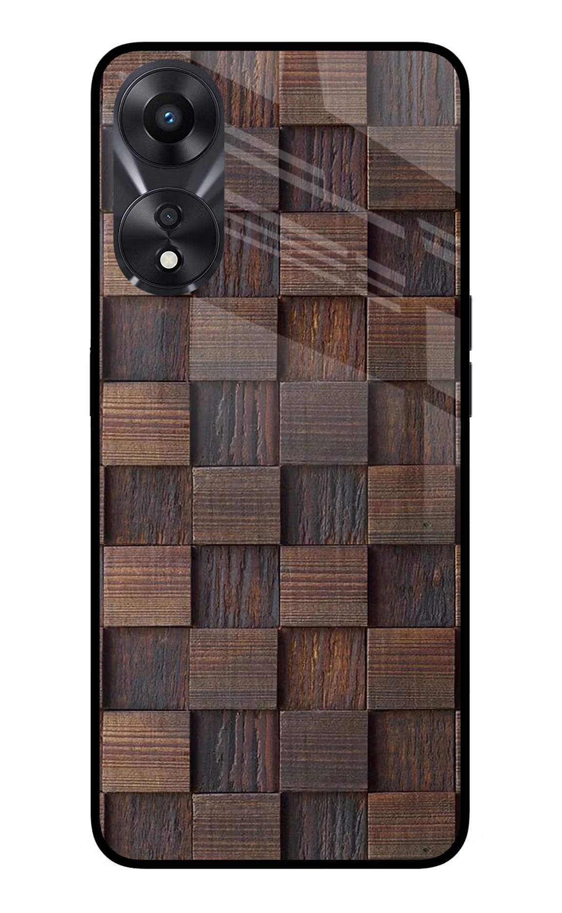 Wooden Cube Design Oppo A78 5G Glass Case Back Cover by Casekaro