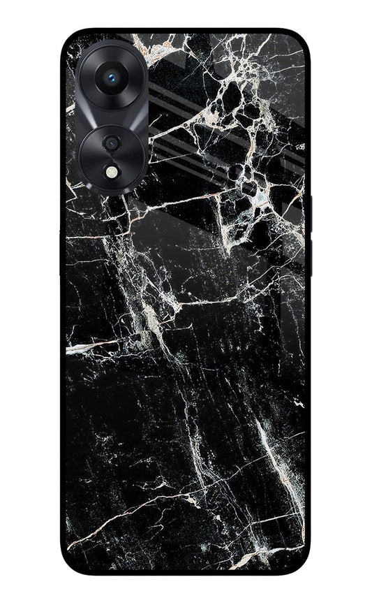 Black Marble Texture Oppo A78 5G Glass Case