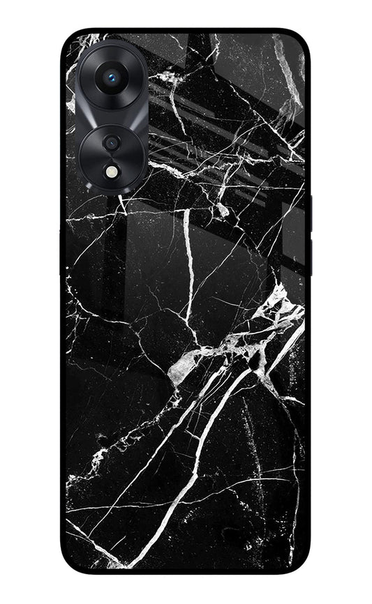 Black Marble Pattern Oppo A78 5G Glass Case