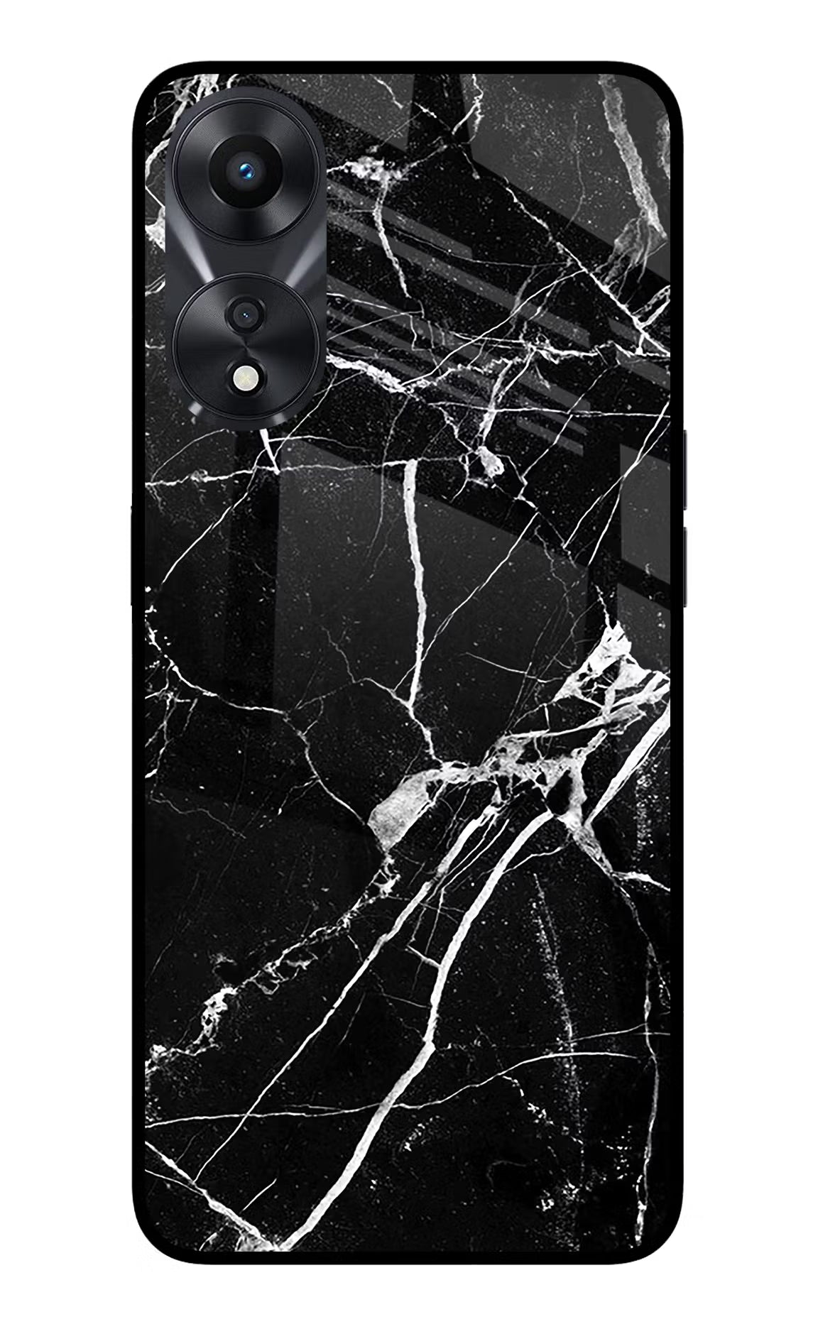 Black Marble Pattern Oppo A78 5G Glass Case Back Cover by Casekaro