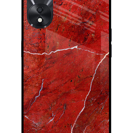 Red Marble Design Oppo A78 5G Glass Case Back Cover by Casekaro