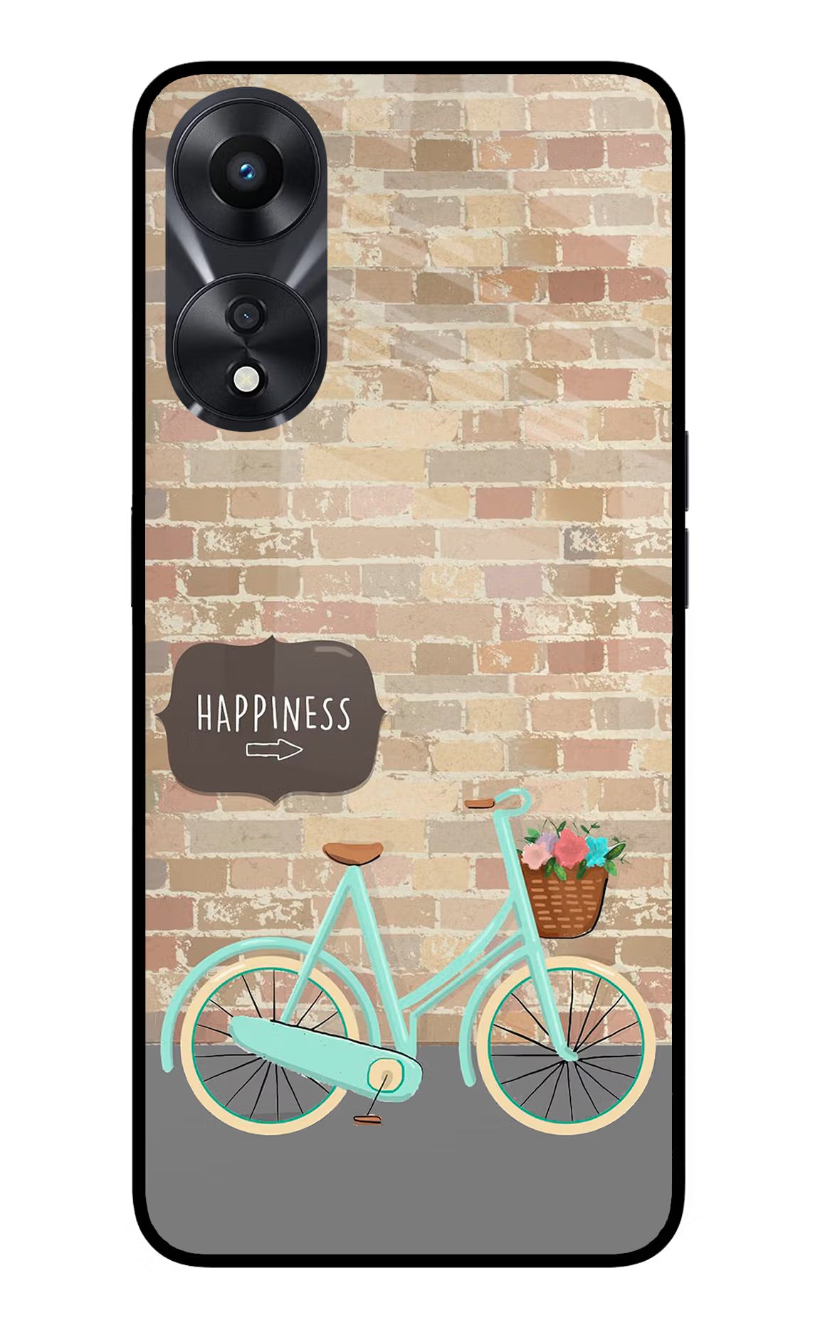 Happiness Artwork Oppo A78 5G Glass Case Back Cover by Casekaro