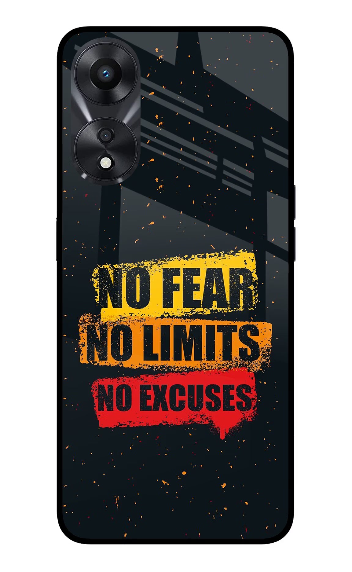 No Fear No Limits No Excuse Oppo A78 5G Glass Case Back Cover by Casekaro