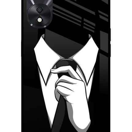 Black Tie Oppo A78 5G Glass Case Back Cover by Casekaro