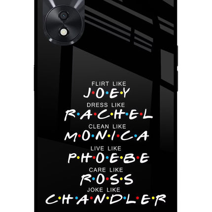 FRIENDS Character Oppo A78 5G Glass Case Back Cover by Casekaro