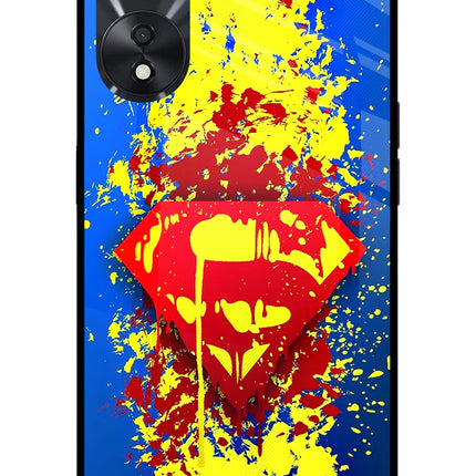 Superman logo Oppo A78 5G Glass Case Back Cover by Casekaro