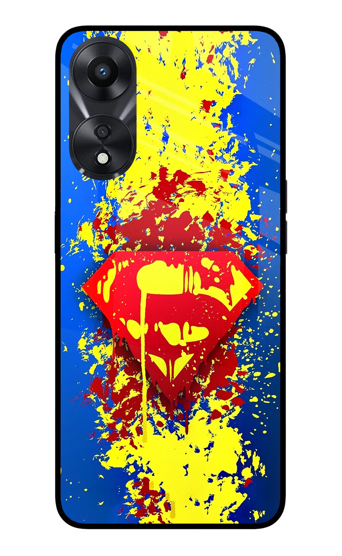 Superman logo Oppo A78 5G Glass Case Back Cover by Casekaro